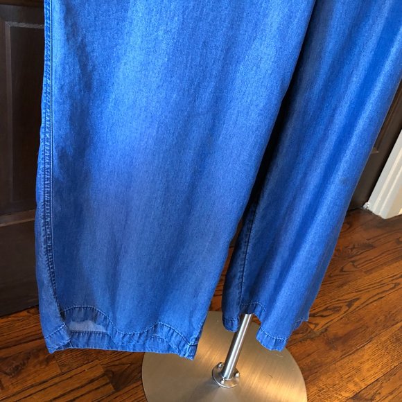 Nautica Wide Leg Jumpsuit Sleeveless Lyocell Denim Drawstring Waist Women's L - Picture 3 of 10